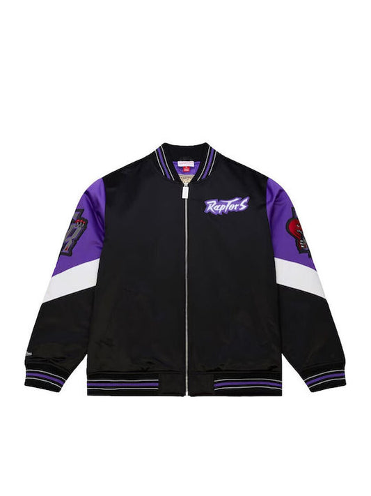 Toronto Raptors Black Hardwood Classics Throwback Heavyweight Satin Full-Zip Jacket