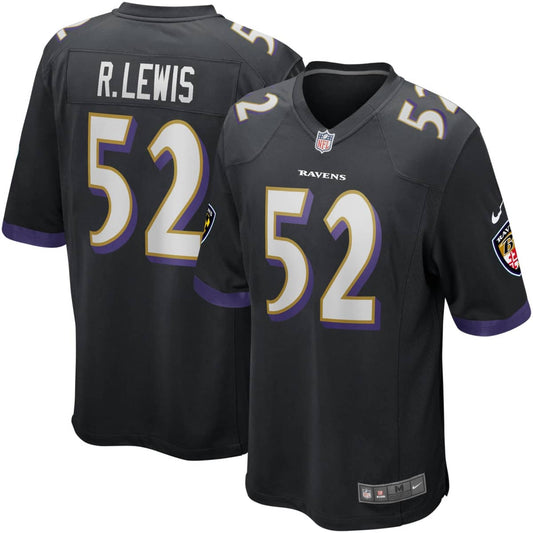 Baltimore Ravens - Nike Alternate Game Jersey - Black -Throwback Player Ray Lewis 52