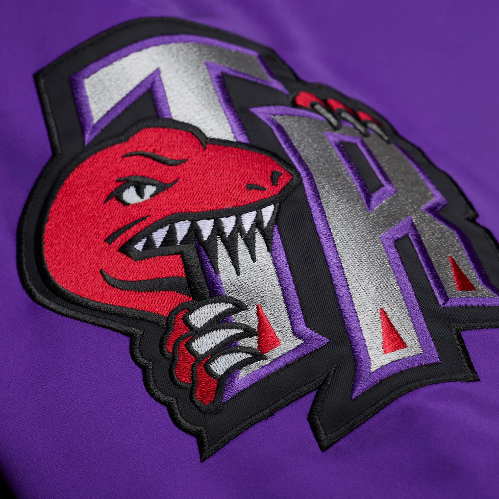 Toronto Raptors Black Hardwood Classics Throwback Heavyweight Satin Full-Zip Jacket