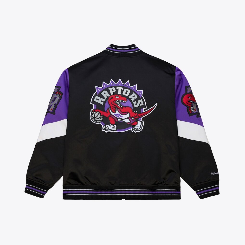 Toronto Raptors Black Hardwood Classics Throwback Heavyweight Satin Full-Zip Jacket
